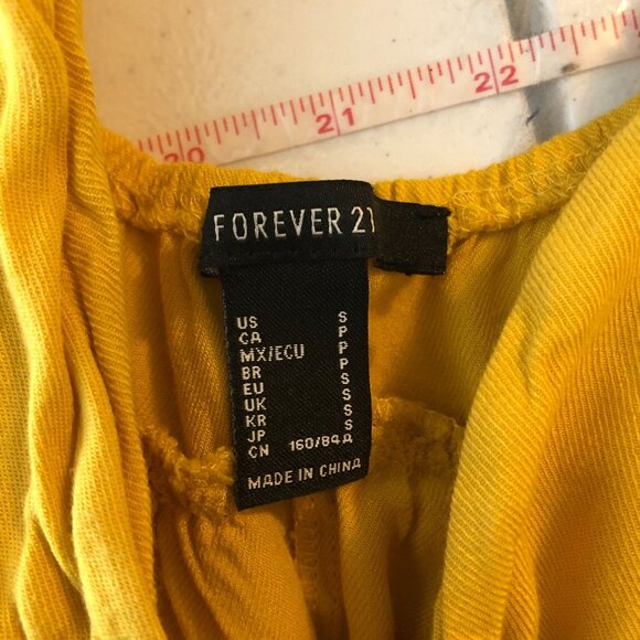 Forever 21 Babydoll Top Cami Tiered V Neck Yellow S - Picture 3 of 4